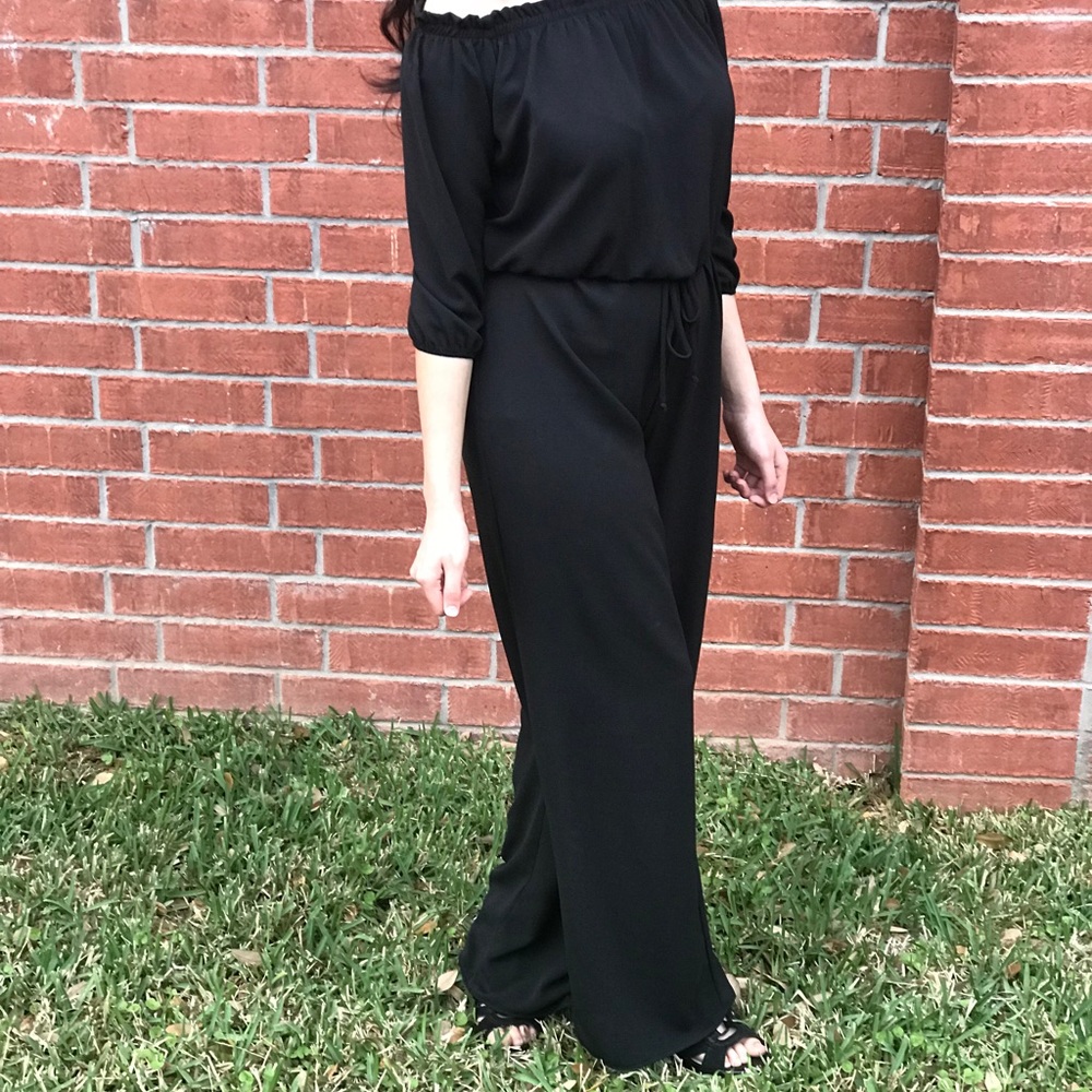 Black A’gaci’s Off The Shoulder Jumpsuit/Romper